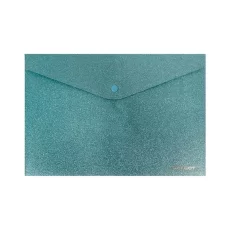 SOBRE PLASTICO TALBOT A4 C/BOTON GLITER AZUL
