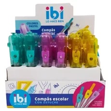 COMPAS METAL ESCOLAR EN ESTUCHE PASTEL IBICRAFT X 24 U
