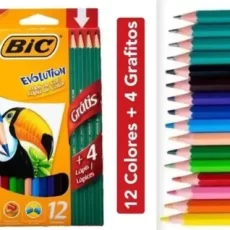 LAPIZ COLOR LARGO BIC EVOLUTION X12U + 4 GRAFITOS ESP