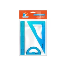 EZCO  REGLAS SET GEOMETRIA AZUL 3 PIEZAS ESP
